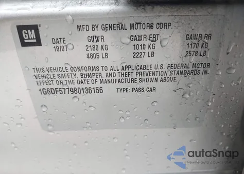 2008 Cadillac Cts Standard z USA, uszkodzony, nr VIN 1G6DF577980136156